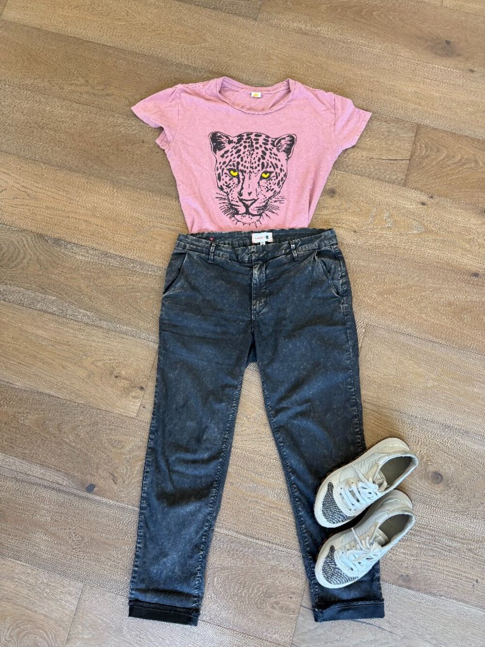 SUNDRY - Charcoal Acid Wash Straight Leg Utility Pants with Rolled Cuff